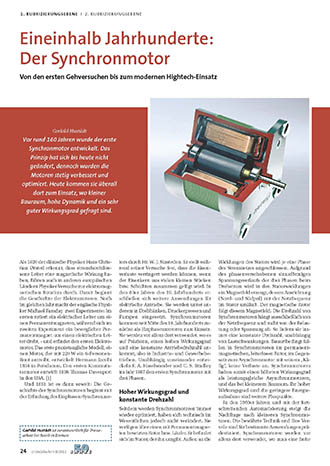 Fachartikel "50 Jahre Antriebstechnik" Ausgabe 8/2012 über ROTEK Synchronmotoren