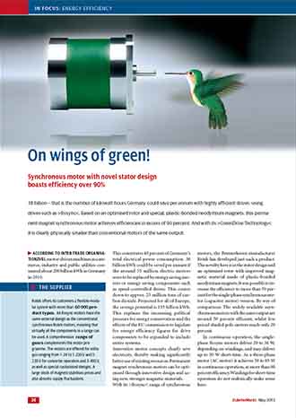 Specialist article Zulieferermarkt on the wings of green and energy-saving motor ROSYNC