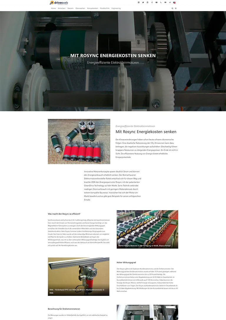 Fachartikel "drivesweb" 4/2023 über ROTEK Energiesparmotoren Rosync